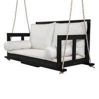 HOLLYWOODSCHAUKEL Hängeschaukel Schaukel-Doppelsitz für den Garten im Freien - Schwarz/Weiß, Holz/Textil (136/65/63cm) - STILVORA