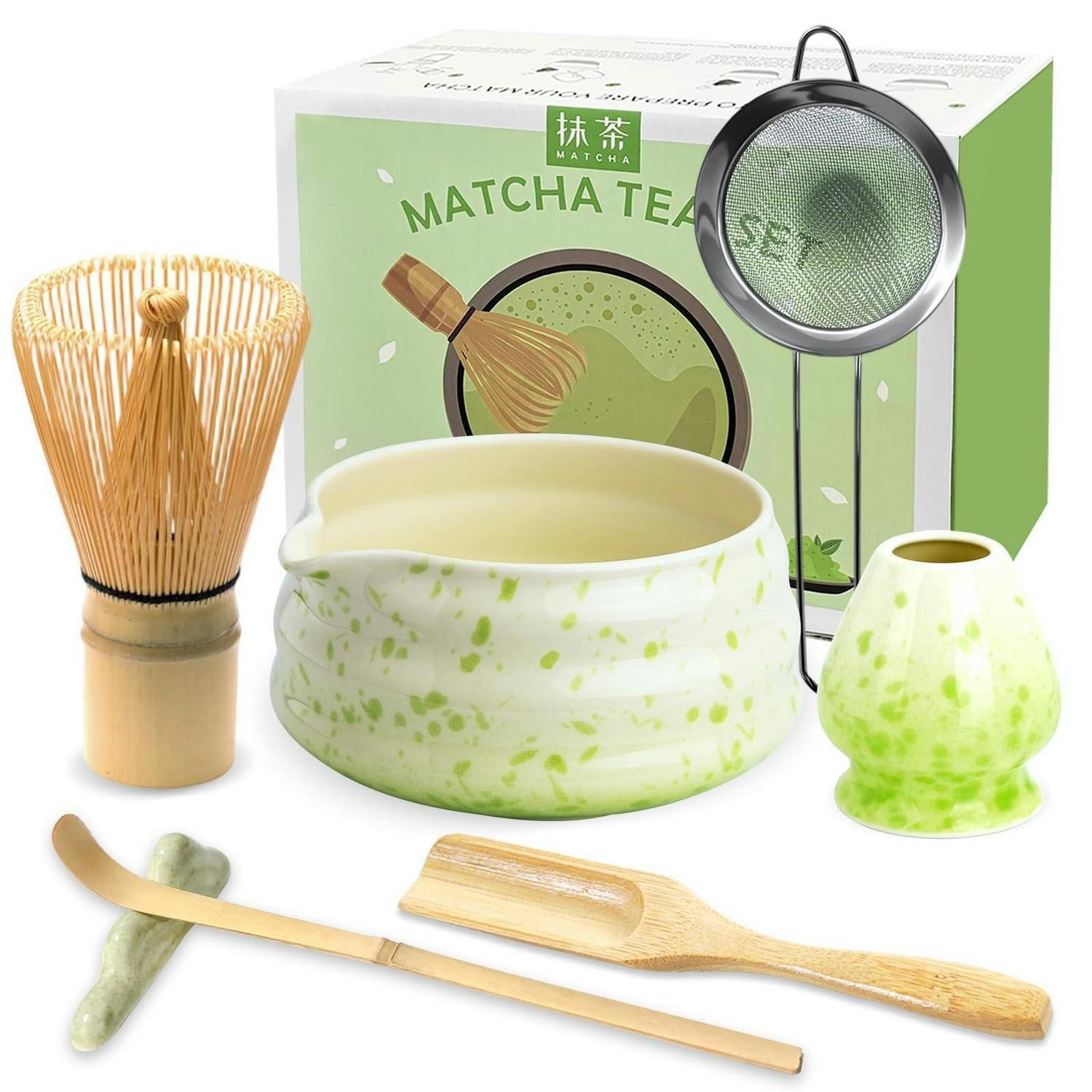 MATCHA Set 7-teilig Keramik und Bambus Beige Grün - Multicolor, Keramik (15/10/15cm)
