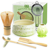 MATCHA Set 7-teilig Keramik und Bambus Beige Grün - Multicolor, Keramik (15/10/15cm)