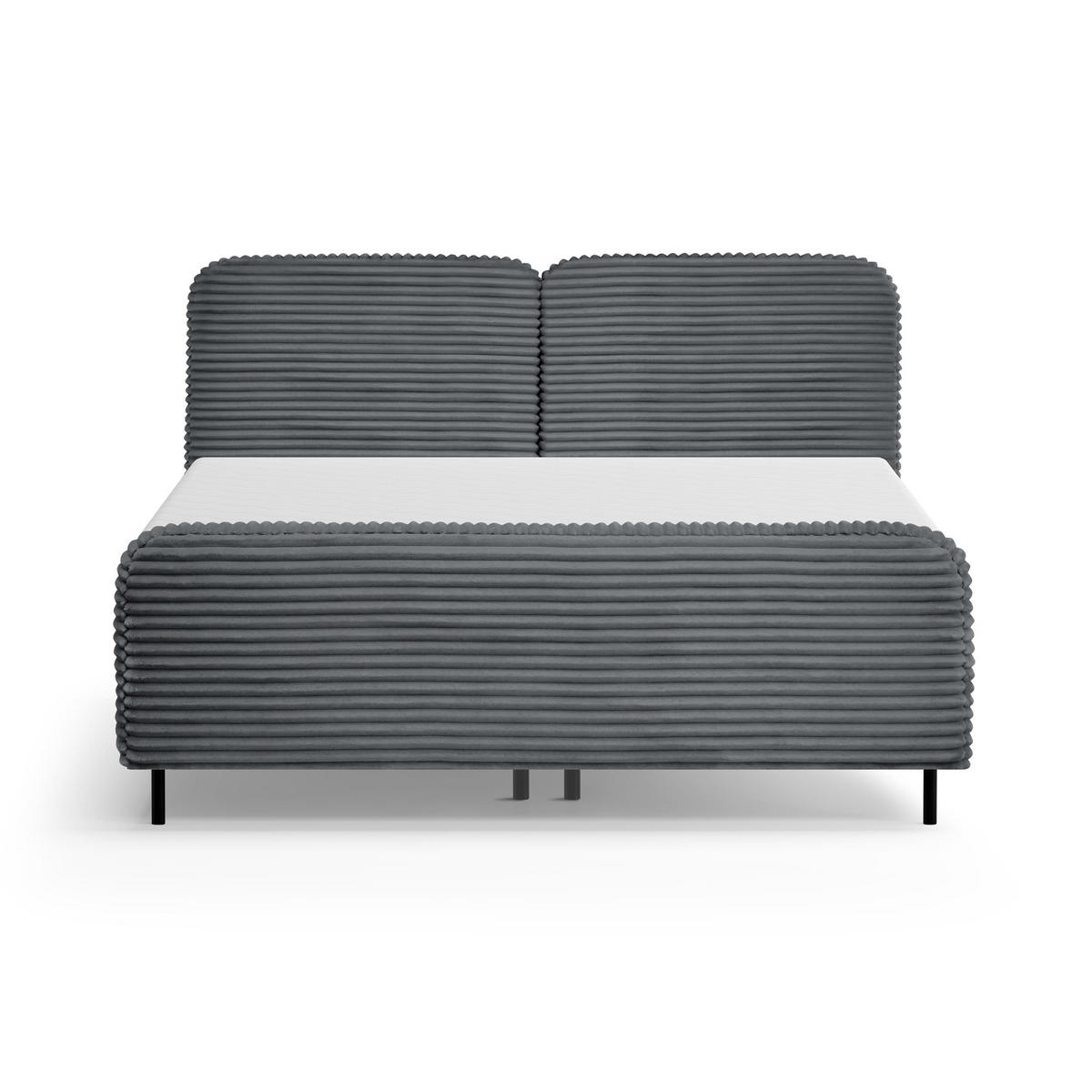 POLSTERBETT Lea mit Matratze und Topper, 160x200, Dunkelgrau - Dunkelgrau/Schwarz, Textil (160/200cm) - Beautysofa