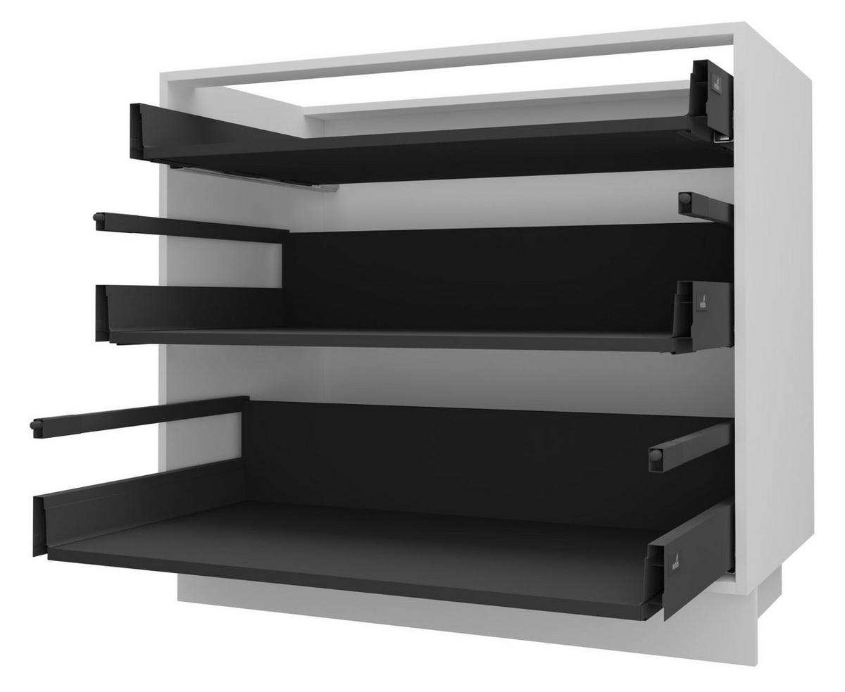 SCHUBLADENUNTERSCHRANK Bari D3/90 Weiß / RAL 7040 fenstergrau 90 / 50 / 82cm HETTICH Vollauszug - Weiß/Grau, Holz/Holzwerkstoff (90/82/50cm) - Feldmann-Wohnen