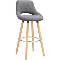 BARHOCKER aus Leinen, Holzgestell, Dunkelgrau - Dunkelgrau/Buchefarben, Holz/Textil (43/91/43cm) - Woltu