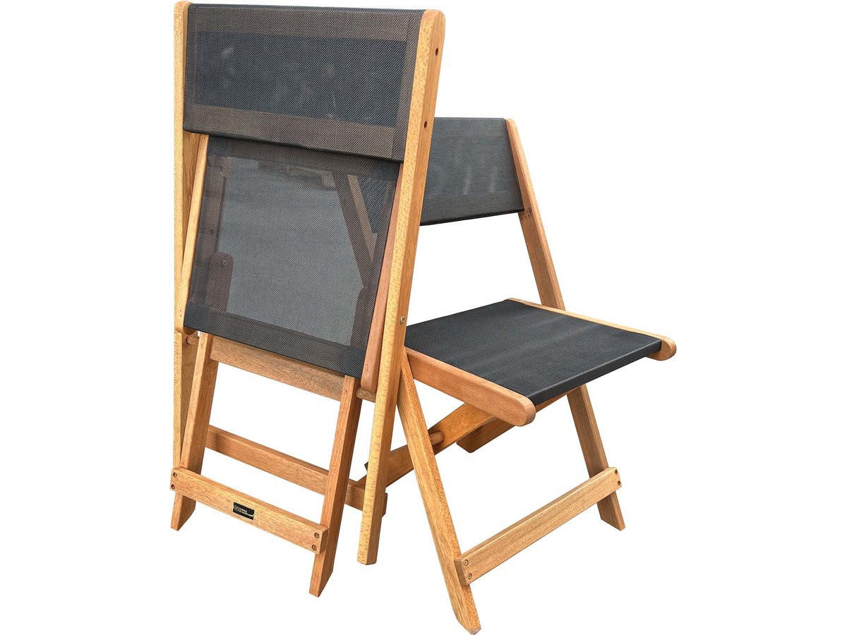GARTENSTUHL Seoul klappbar 2er-Set Schwarz - Schwarz, Holz/Textil (49/79/44cm) - Habitat Garten