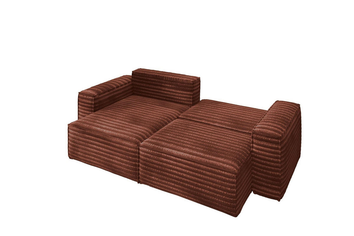 ECKSOFA Schlafsofa Madlen - Rotbraun, Holzwerkstoff/Textil (248/140cm) - Fun Möbel