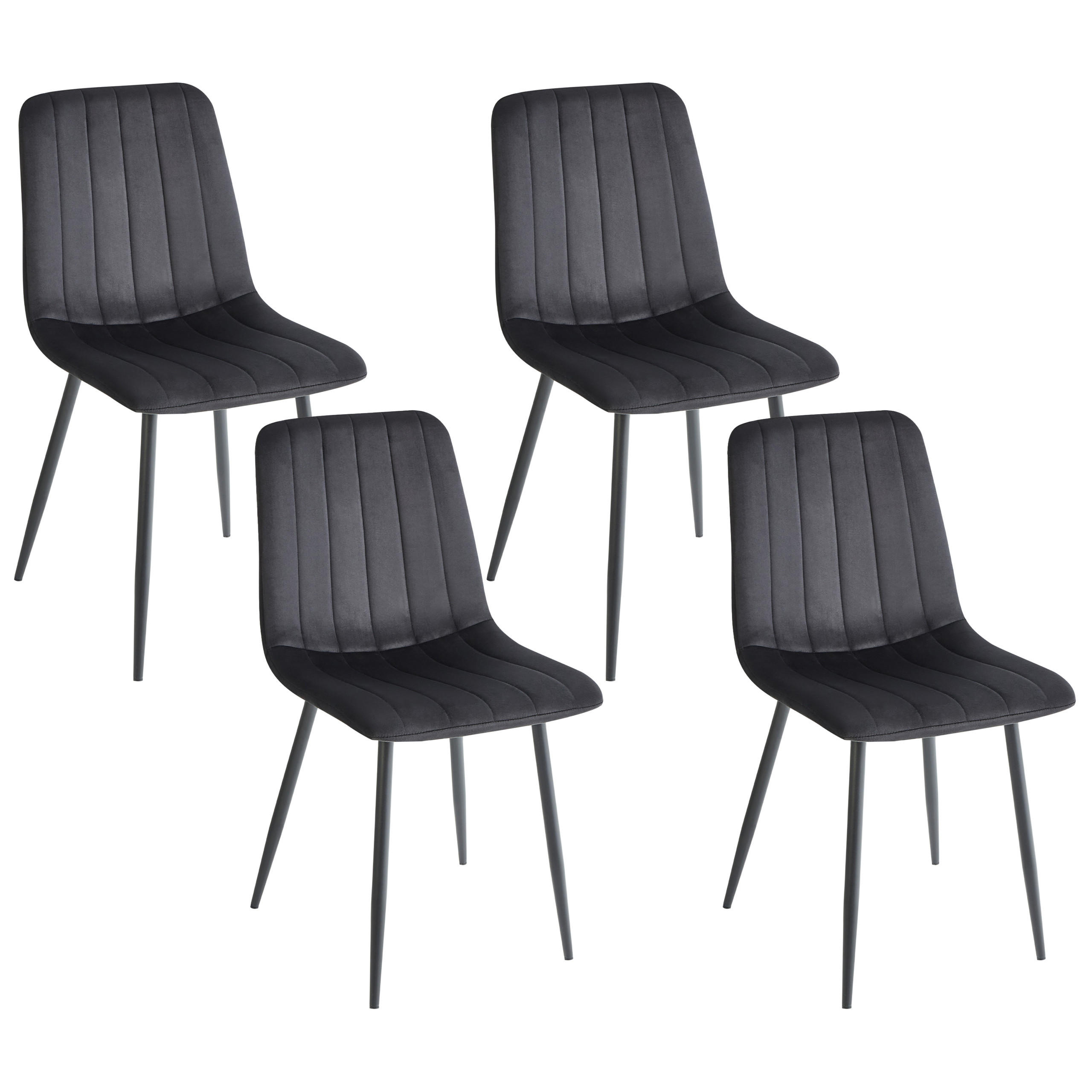 ESSZIMMERSTUHL 4er-Set Samtstoff Schwarz Kalispell - Schwarz, Textil (45/88/62cm) - Beliani