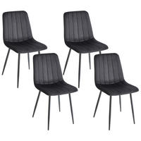 ESSZIMMERSTUHL 4er-Set Samtstoff Schwarz Kalispell - Schwarz, Textil (45/88/62cm) - Beliani