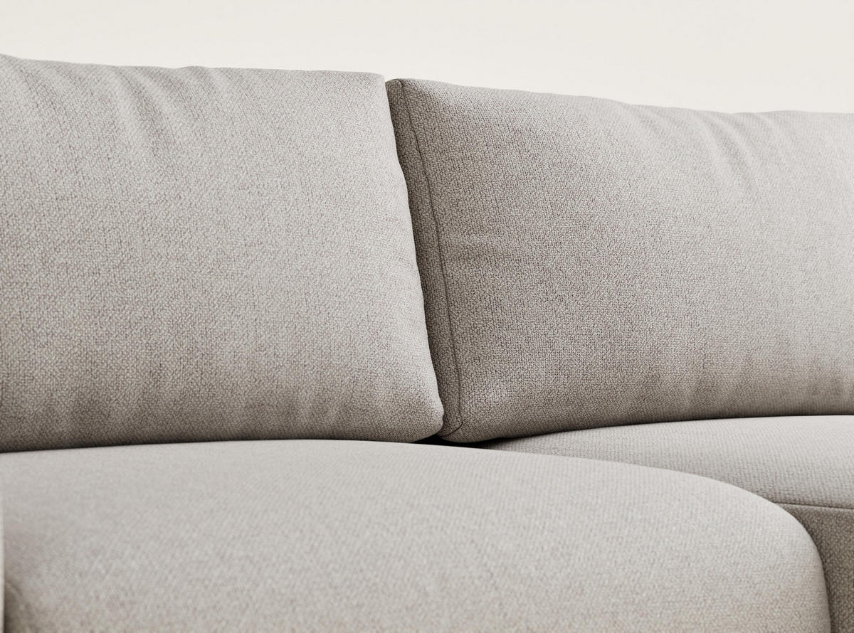 ECKSOFA MIT SCHLAFFUNKTION Numba Beige Webstoff - Beige/Schwarz, Holz/Holzwerkstoff (253/153cm) - Maison de Reve