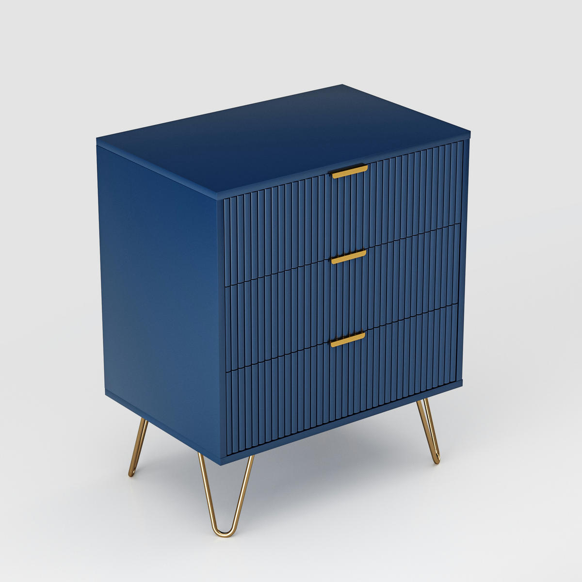 SIDEBOARD KOMMODE mit 3 Schubladen, Marineblau - Blau, Holz (40/70/60cm)