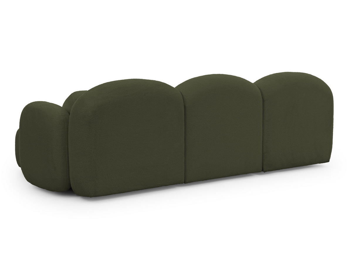 ECKSOFA Nuvola mit abgerundetem Design Grün Bouclé-Stoff - Ottomane Rechts - Schwarz/Grün, Holz/Kunststoff (268/146cm) - S-Style Möbel