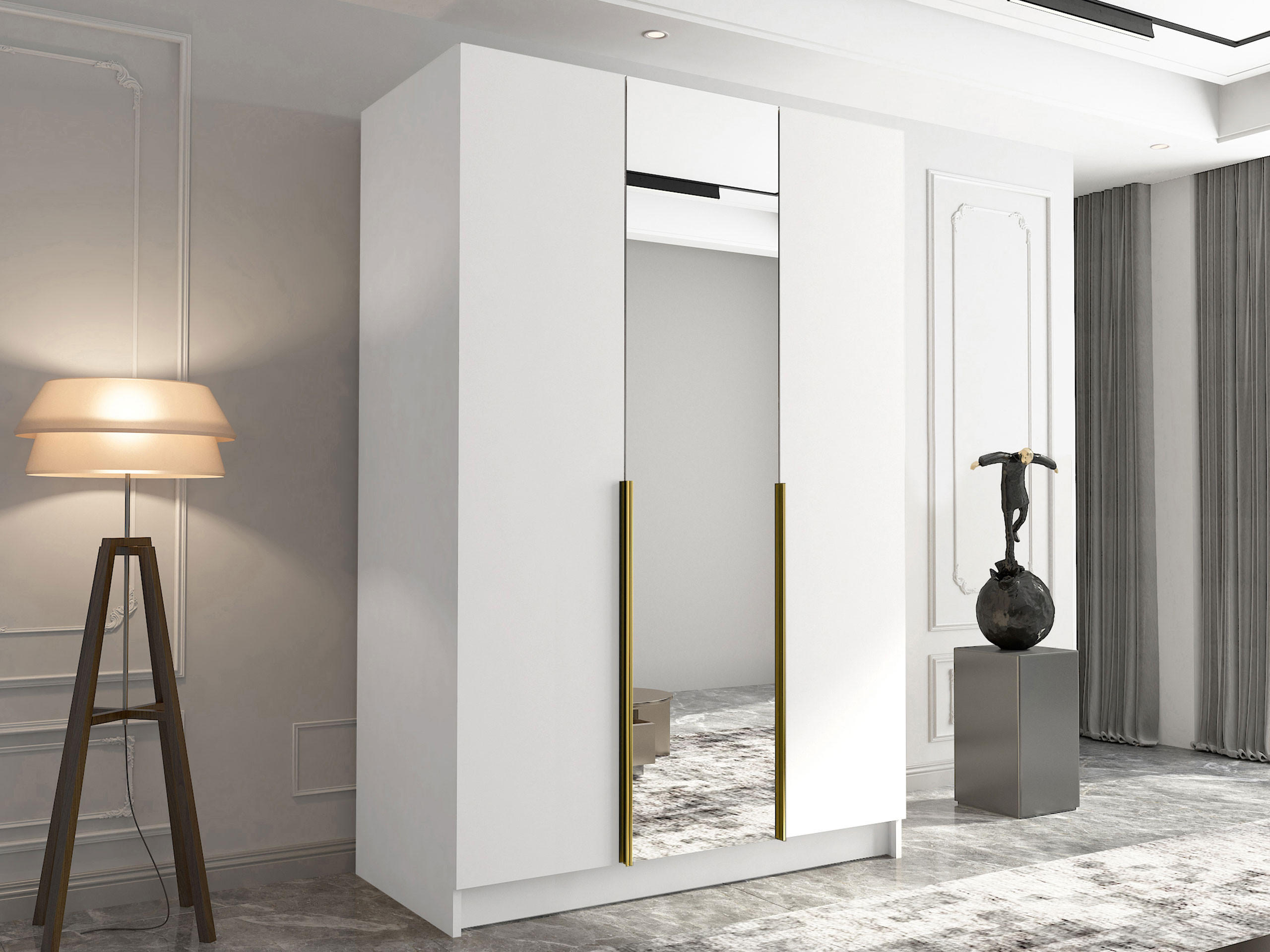 KLEIDERSCHRANK Calia II - Goldfarben/Multicolor, Holzwerkstoff/Metall (150/215/58cm) - MIRJAN24