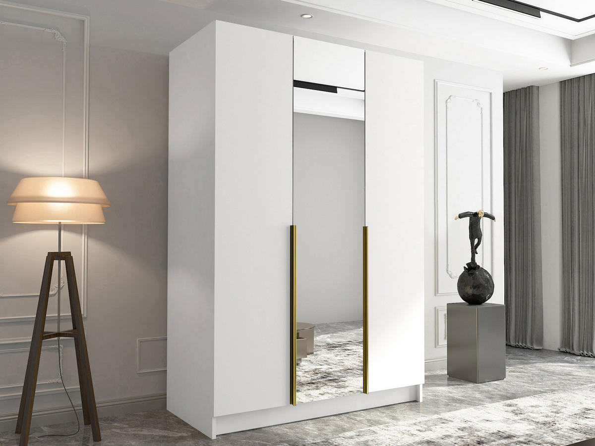 KLEIDERSCHRANK Calia II - Goldfarben/Multicolor, Holzwerkstoff/Metall (150/215/58cm) - MIRJAN24