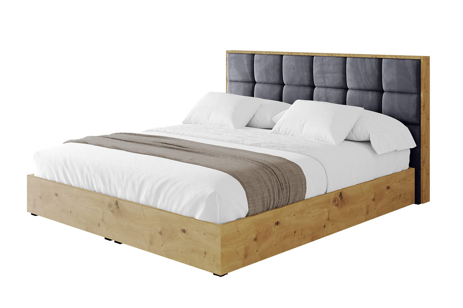 POLSTERBETT mit Bettkasten und Lattenrost, Boxbett ohne Matratze - ENZO2 140x200 Dunkelgrau - Dunkelgrau, Holzwerkstoff/Textil (140/200cm) - ALTDECOR