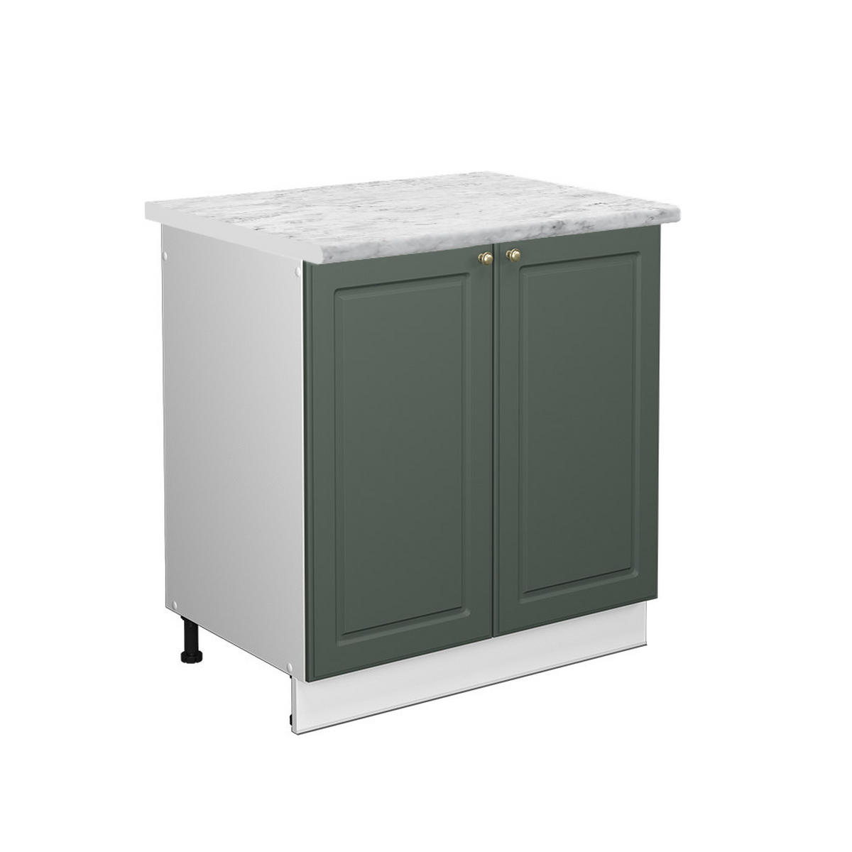 SPÜLENUNTERSCHRANK Fame-Line Grün-Gold Landhaus 80 cm, AP Marmor - Weiß/Grün, Holzwerkstoff (80/82/60cm) - Vicco