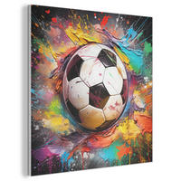AKUSTIKBILD Fußball - Farbe - Farben - Schwarz - Weiß Akustikpaneele 80x80 cm - Weiß, Kunststoff (80/80/0.9cm) - MuchoWow