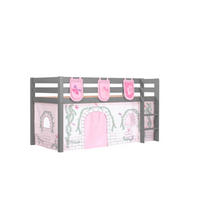 KINDERBETT Karolina 210x114x106 Massivholz Grau Textilset Burg 3 - Hellgrau/Grau, Holz (90/200cm) - 58aufmkessel