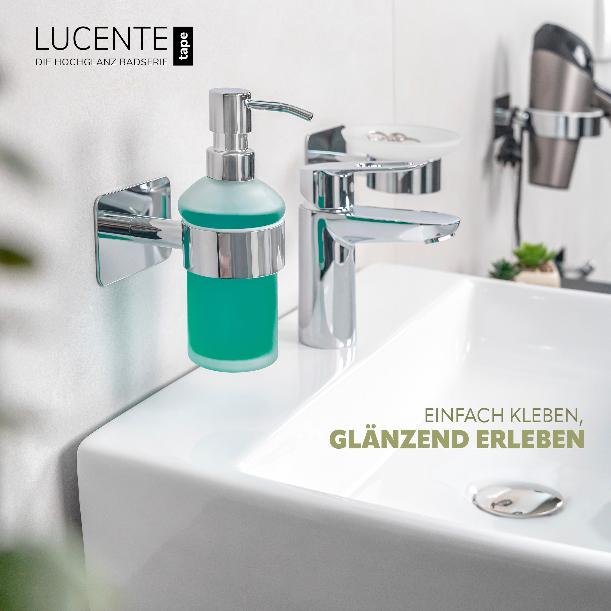 SEIFENSPENDER LUCENTE TAPE, Edelstahl - Chromfarben, Metall (9/18/13cm) - bremermann