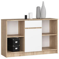 KOMMODE Eiche Sonoma, Weiß 77/120/40 - Weiß, Holzwerkstoff (120/77/40cm) - RAUMHIRSCH FURNITURE