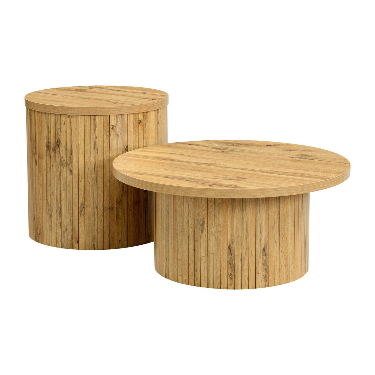 COUCHTISCH DE-015 2er-Set Rund Eichefarben - Eichefarben, Holzwerkstoff (125/50/50.5cm) - ComfortXL