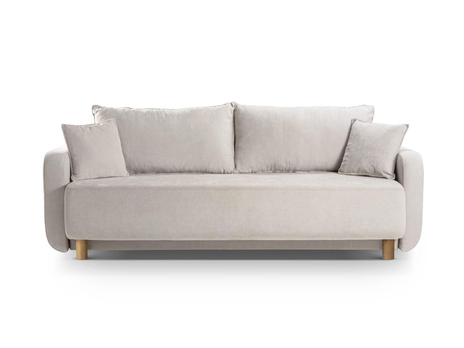 SOFA ausklappbar mit Bettkasten Elen aus strukturiertem Stoff beige 3 Sitzplätze - Beige, Textil (231/86/106cm) - Micadoni