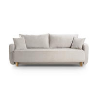 SOFA ausklappbar mit Bettkasten Elen aus strukturiertem Stoff beige 3 Sitzplätze - Beige, Textil (231/86/106cm) - Micadoni