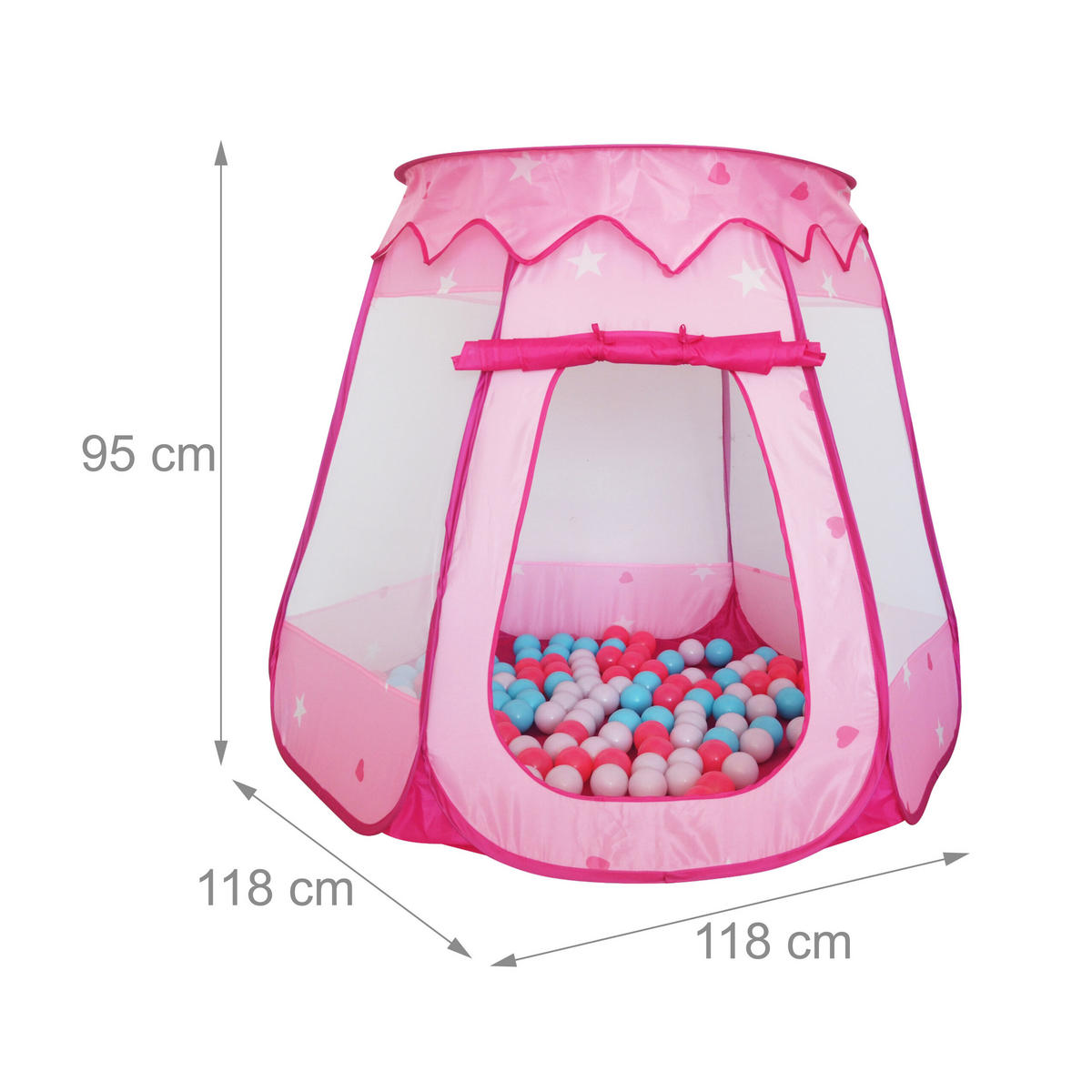 BÄLLEBAD - Rosa, Kunststoff/Textil (118/118/95cm) - Relaxdays