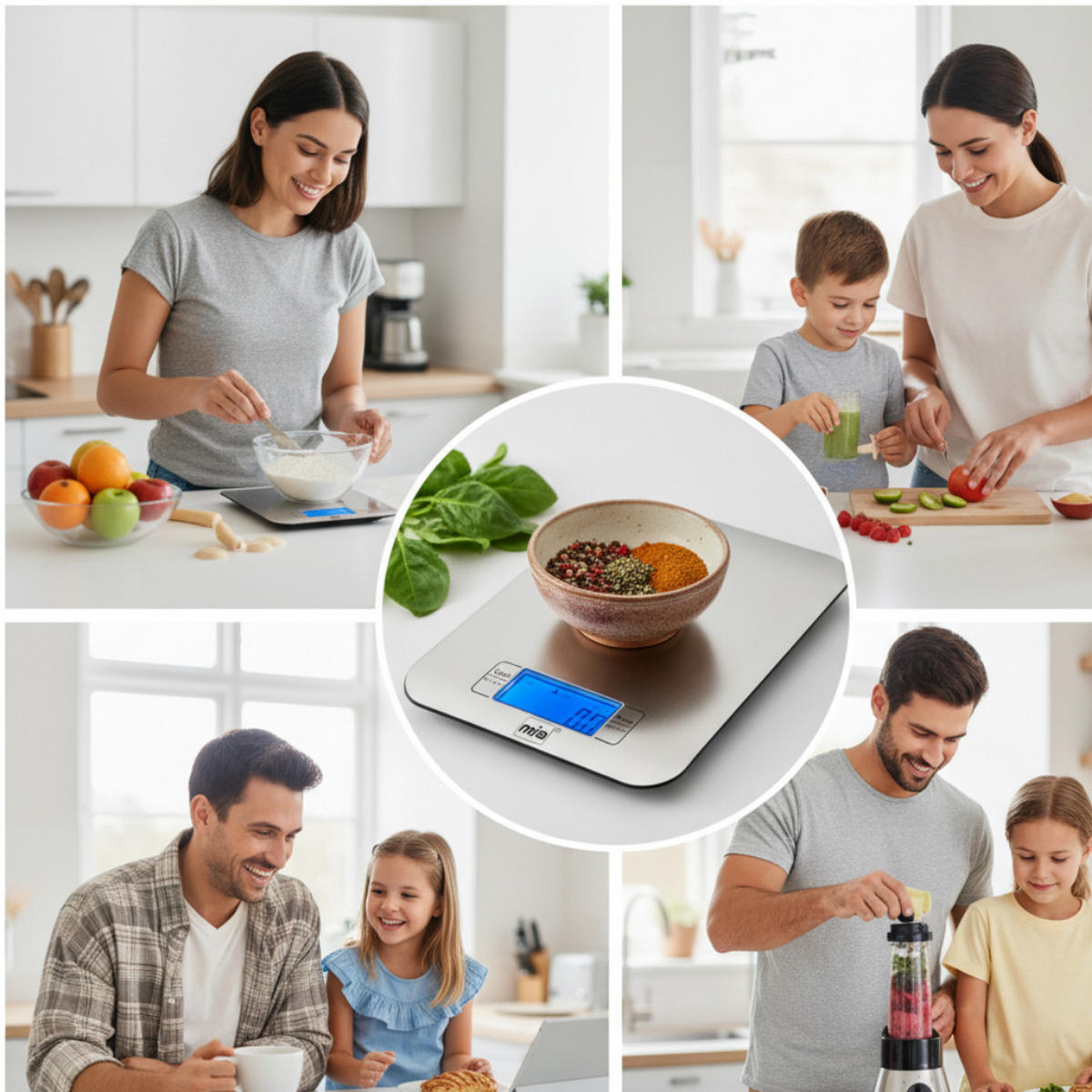 KÜCHENWAAGE KW7006 Digital Edelstahl mit LED Anzeige - Silberfarben, Metall - Mia