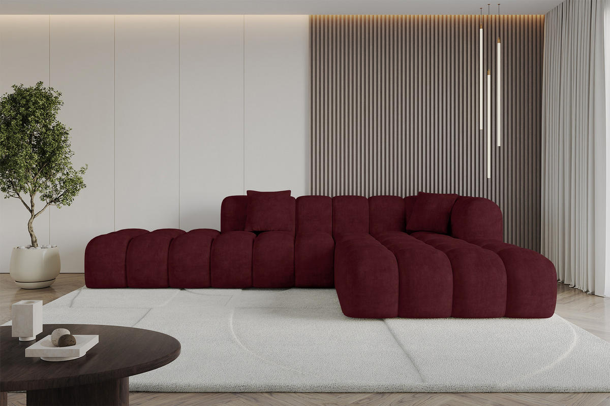 ECKSOFA Ottomane Rechts OLEA-L2 - 289x176x71 cm Bordeaux - Bordeaux/Schwarz, Holzwerkstoff/Kunststoff (289/176cm) - ALTDECOR