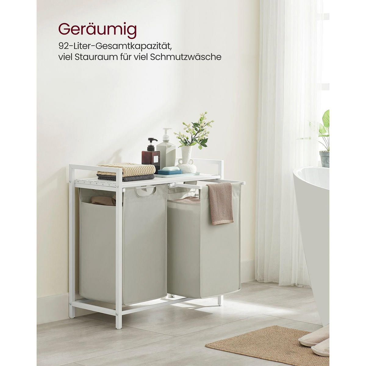 WÄSCHEKORB DUBAI - Weiß, Holzwerkstoff (33/72/73cm) - Hansiro
