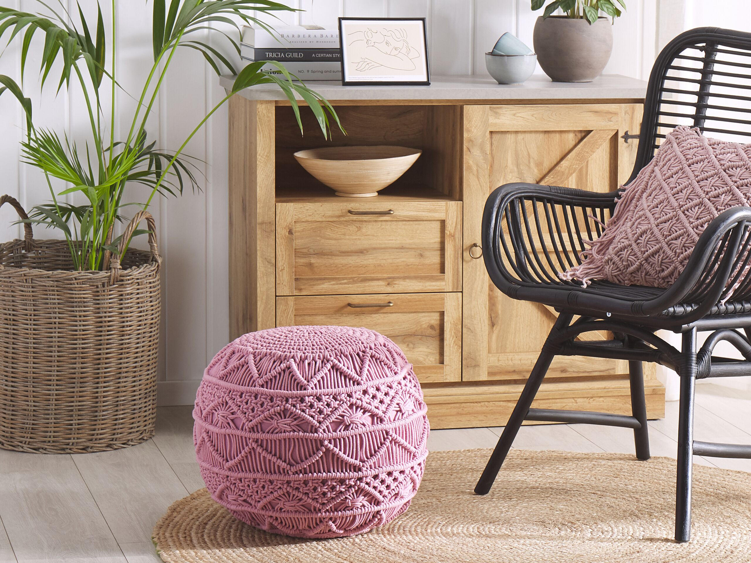 POUF Kayseri 40/40/40 cm - Pink, Naturmaterialien/Textil (40/40/40cm) - Beliani