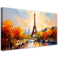 LEINWANDBILD Panorama von Paris Eiffelturm 120x60cm - Multicolor, Textil (120/60cm) - Feeby