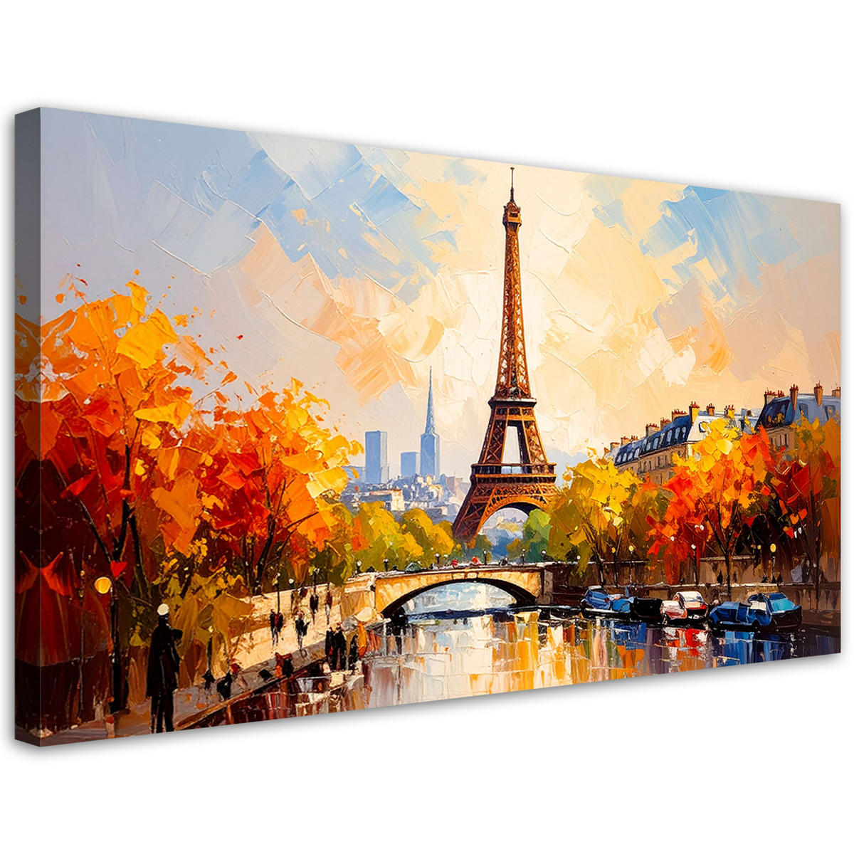 LEINWANDBILD Panorama von Paris Eiffelturm 120x60cm - Multicolor, Textil (120/60cm) - Feeby