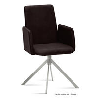 ARMLEHNSTUHL (2er-Set) Dorina 52x92x60 Edelstahl/Espresso - Edelstahlfarben/Dunkelbraun, Kunststoff (60/92/52cm) - 58aufmkessel