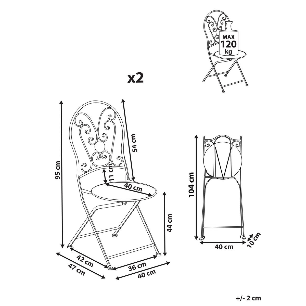 GARTENSTUHL 2er-Set Hellbeige Coggia - Beige, Metall (40/95/47cm) - Beliani