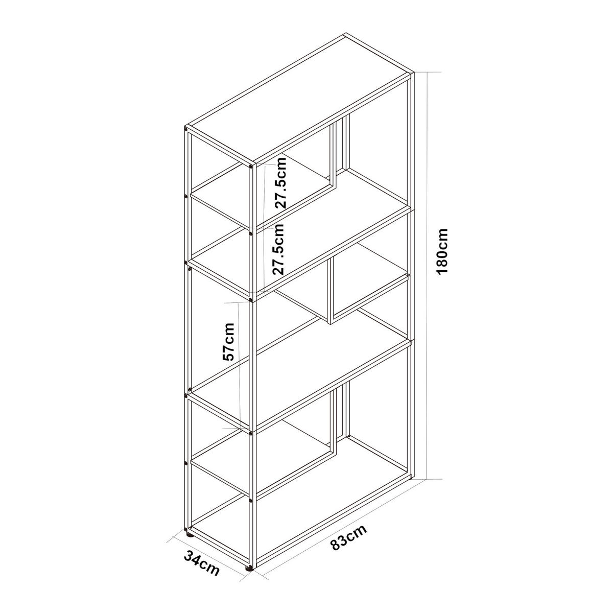BÜCHERREGAL Østre - Walnussfarben/Schwarz, Holzwerkstoff/Metall (83/180/34cm) - [en.casa]