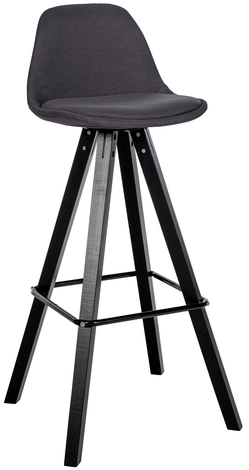 BARHOCKER Stoff Dunkelgrau - Dunkelgrau/Schwarz, Holz/Textil (38/99/44cm) - CLP