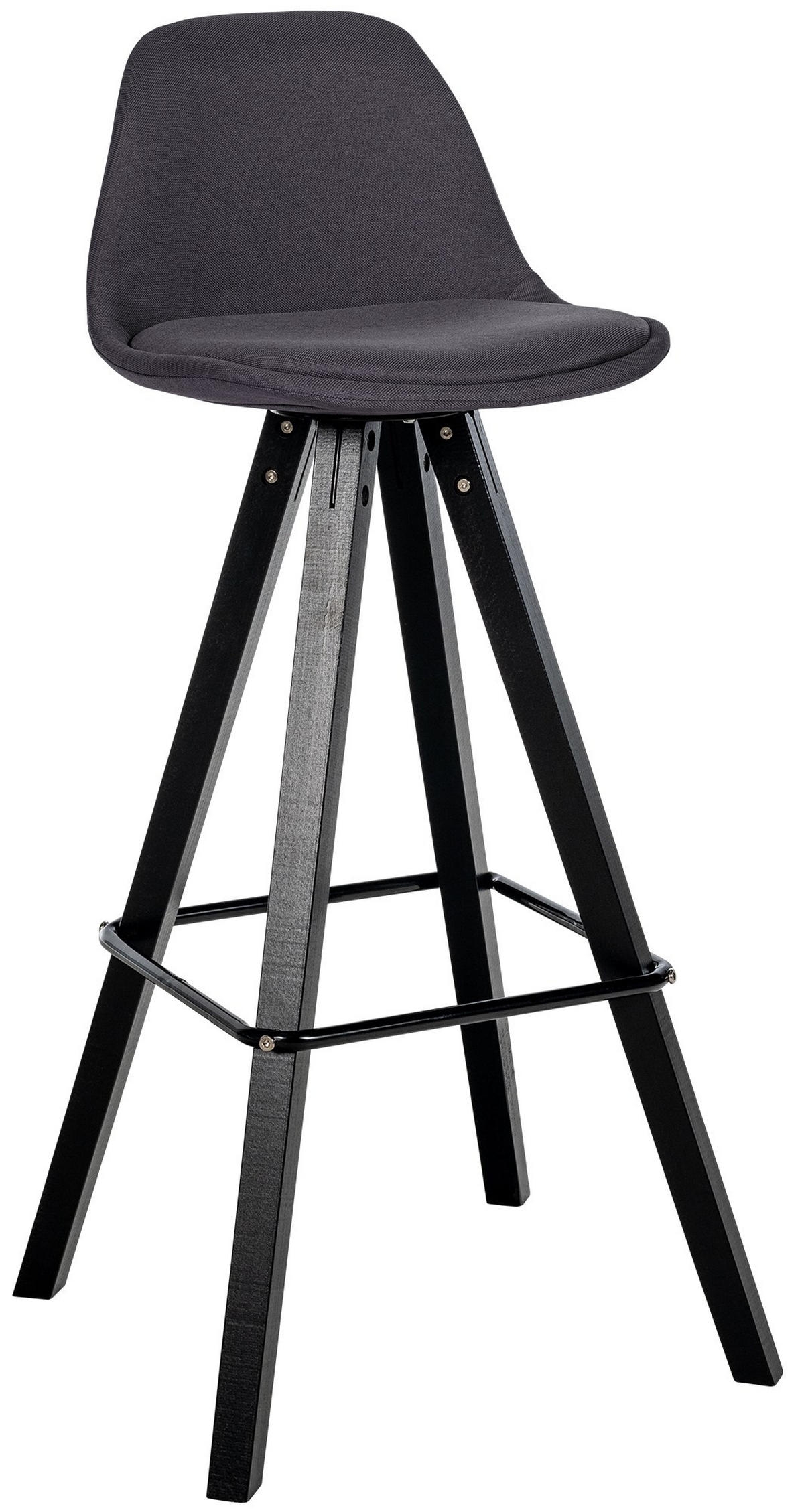 BARHOCKER PALMA Dunkelgrau Stoff Schwarz - Dunkelgrau, Holz/Textil (38/99/44cm) - DELUKE