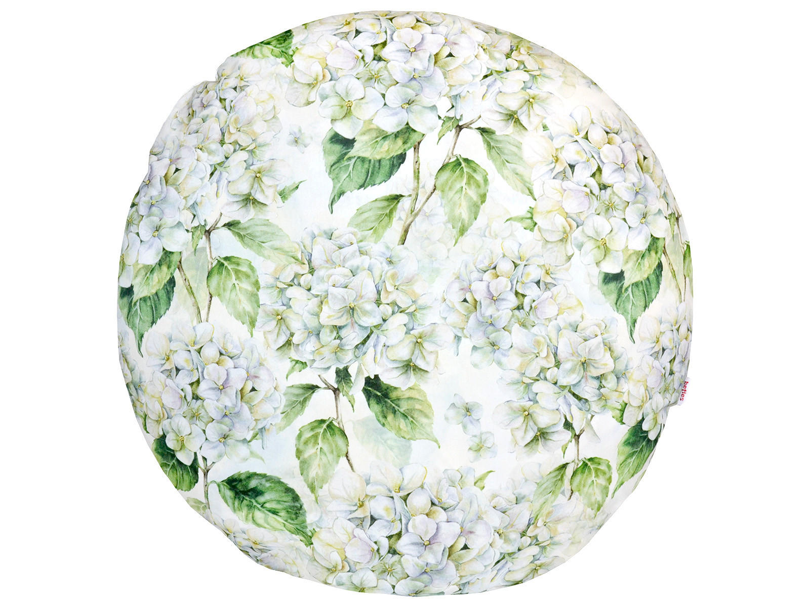 KISSENHÜLLE Rund Landlust-Hortensie weiß 60 cm Ø - Weiß/Grün, Textil (60/60cm) - beties Heimtextil
