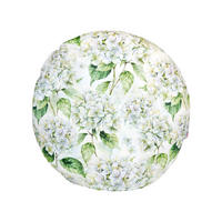 KISSENHÜLLE Rund Landlust-Hortensie weiß 60 cm Ø - Weiß/Grün, Textil (60/60cm) - beties Heimtextil