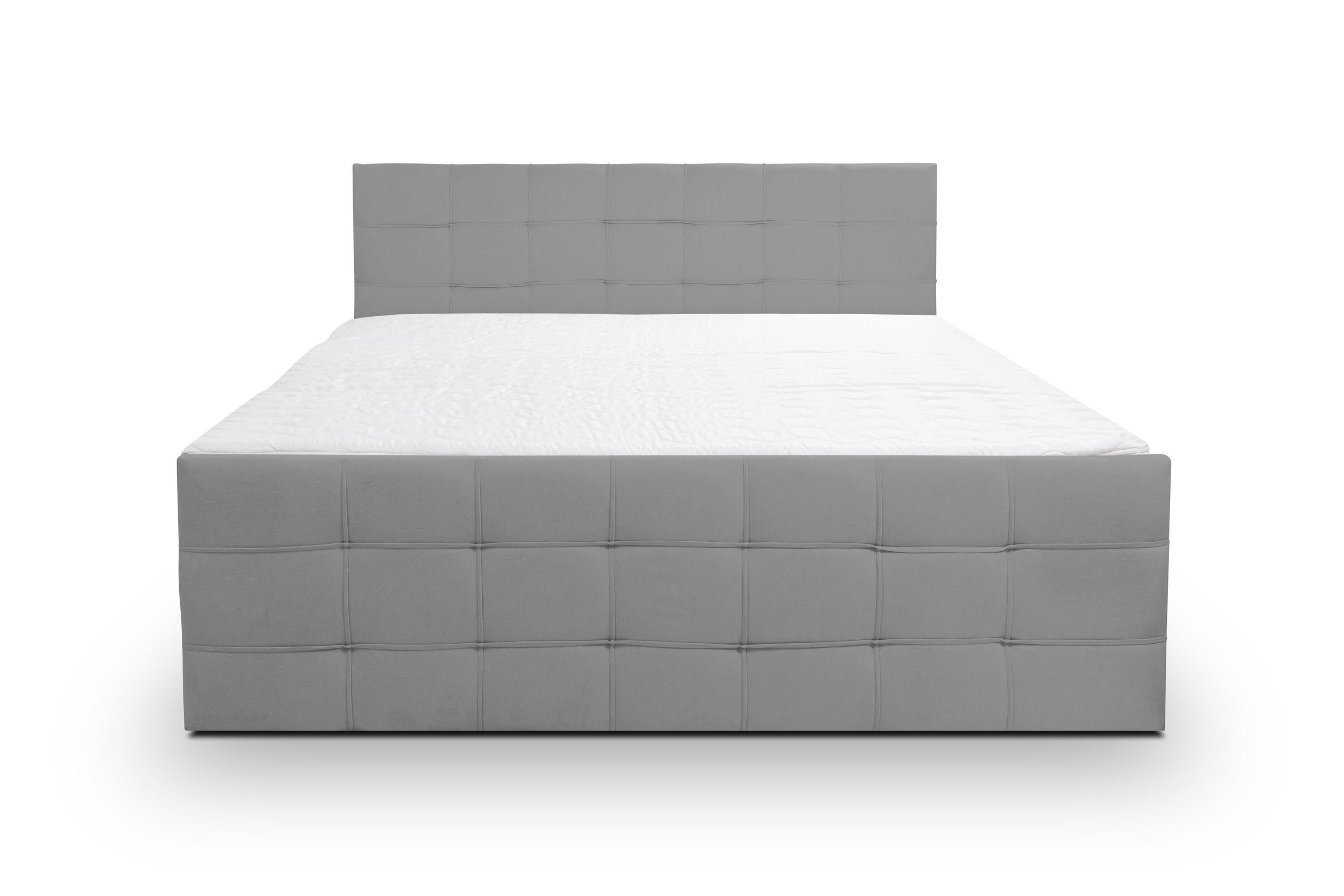 BOXBETT NATALIE mit 2 Bettkästen, 140x200, Farbe: Grau, Velourstoff, mit Bonell-Matratze inkl. Topper - Grau, Holz/Kunststoff (140/200cm) - VENASI MÖBEL
