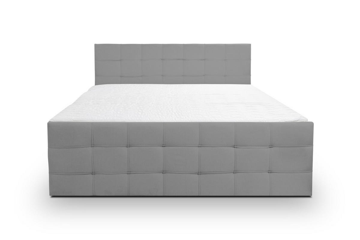 BOXBETT NATALIE mit 2 Bettkästen, 140x200, Farbe: Grau, Velourstoff, mit Bonell-Matratze inkl. Topper - Grau, Holz/Kunststoff (140/200cm) - VENASI MÖBEL