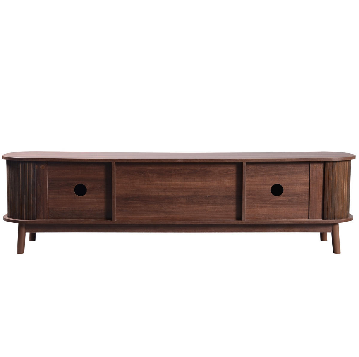 TV-SCHRANK aus MDF 170x39,5x46 cm Natur mit Türen, Schubladen und Rattanfronten - Naturfarben, Holzwerkstoff (170/46/39.5cm) - Modfu