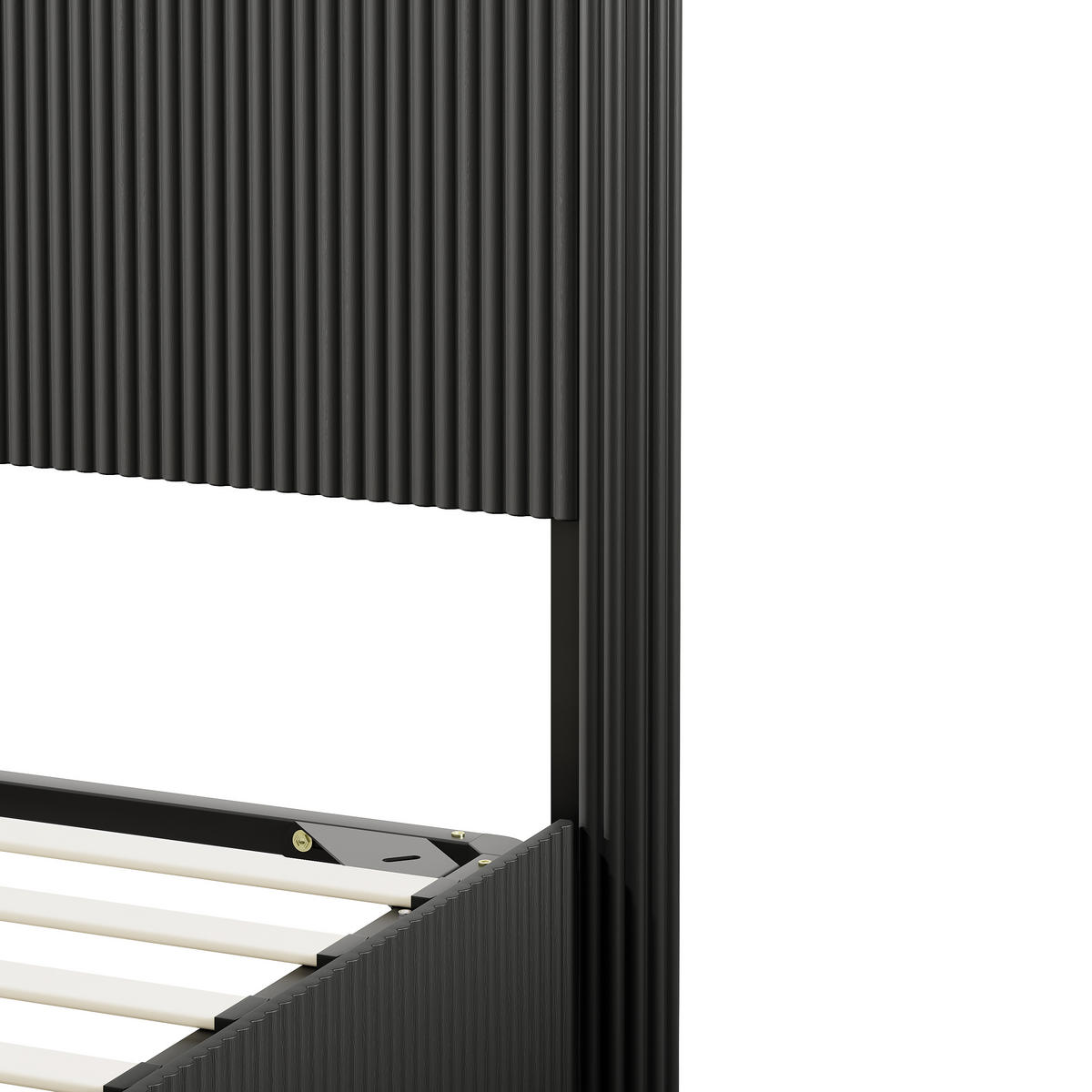 BETT mit Stauraum und Lift-System 140x200 cm Schwarz - Schwarz, Metall (140/200cm) - Meubliv
