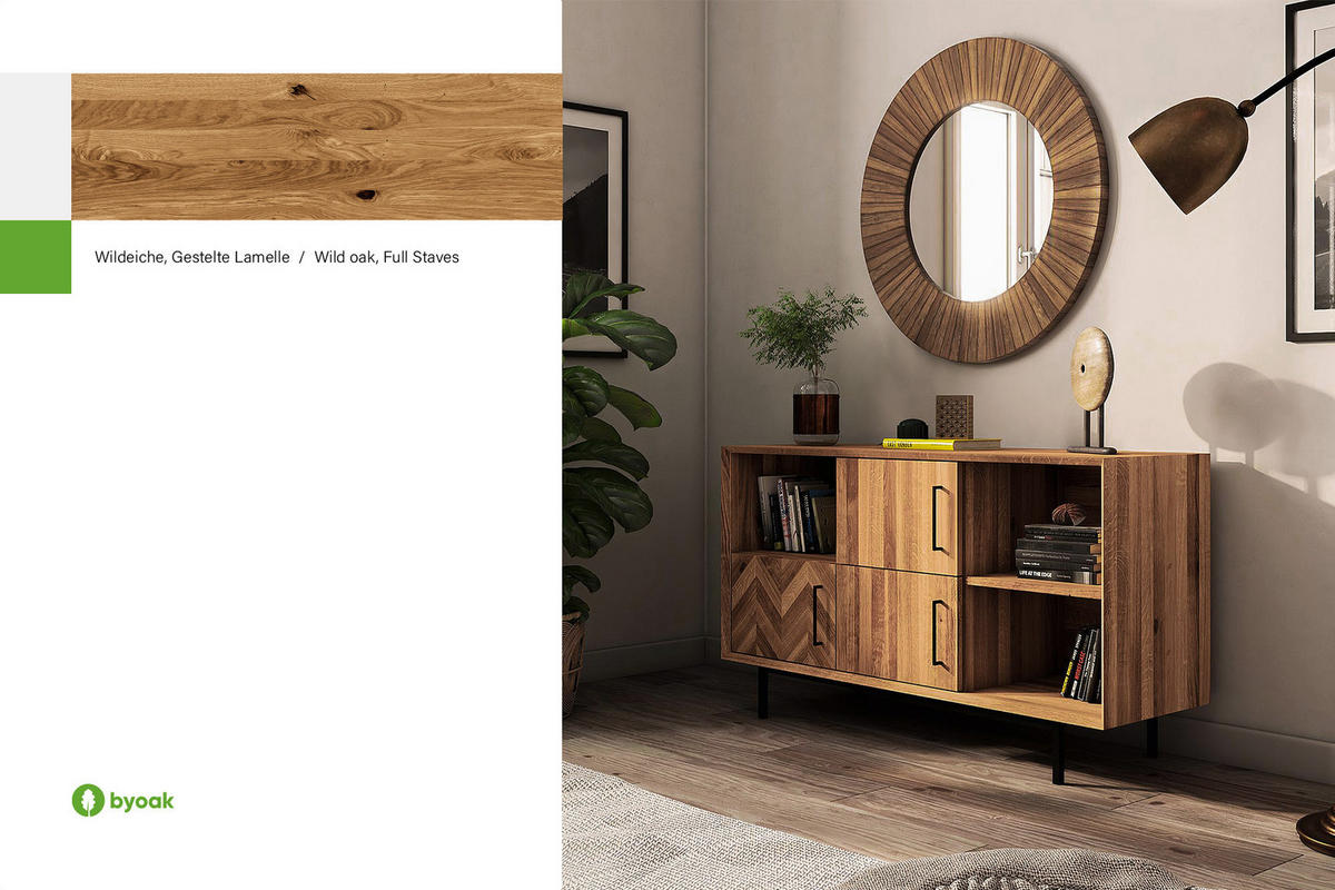 KOMMODE BREIT LEON Wildeiche - Wildeiche, Holz (144/80/45cm) - byoak
