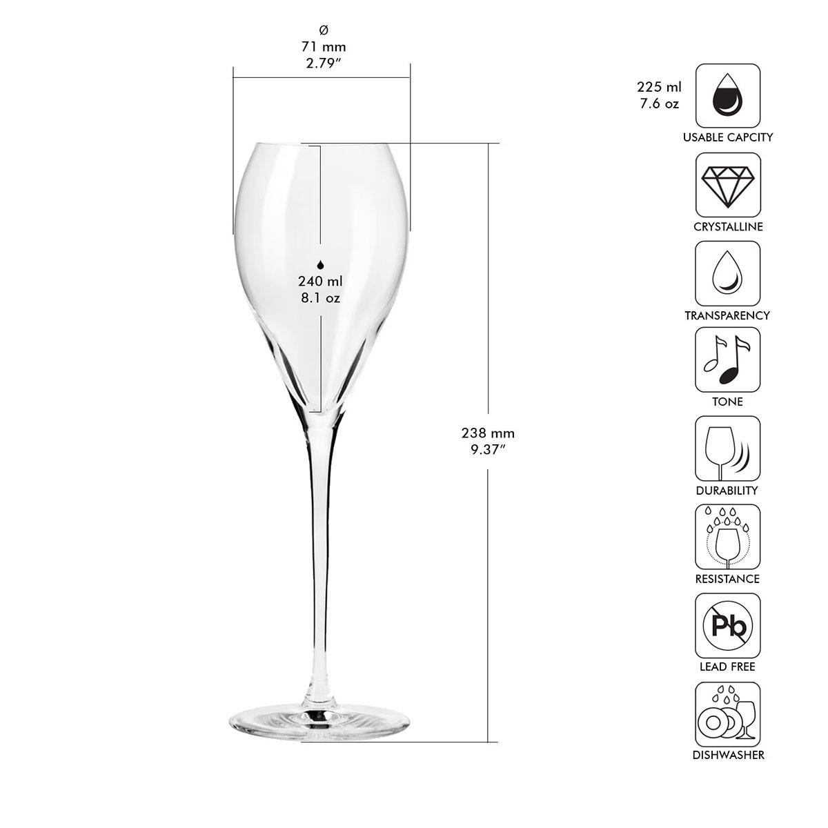 PROSECCO-GLÄSER Divine, 6er-Set, 240 ml - Transparent, Glas (0.24L) - Krosno Glass