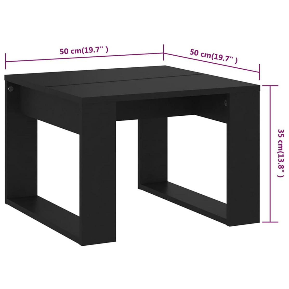 BEISTELLTISCH Moderner 50/50/35 cm aus Holzwerkstoff Schwarz Quadratisch - Schwarz, Holz (50/50/35cm) - vidaXL