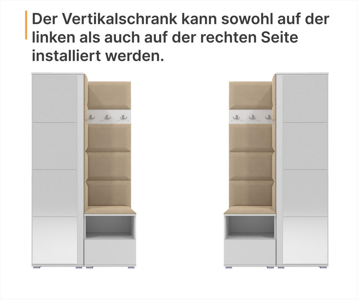 GEPOLSTERT Garderoben-Set Nela I LUX (Eiche Artisan + Stoff Trinity 16) - Silberfarben/Schwarz, Holz/Holzwerkstoff (100/187/40cm) - Ravio