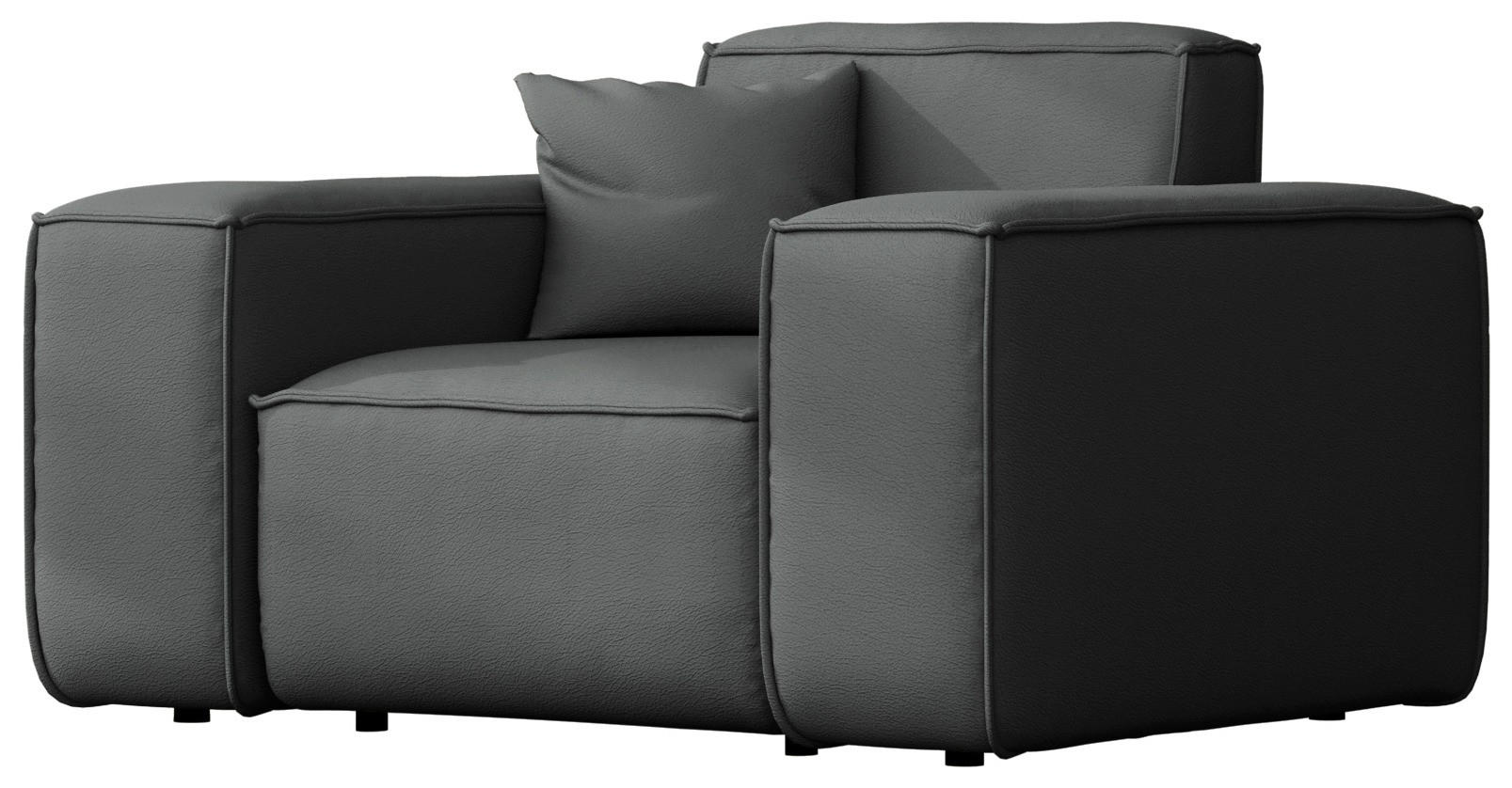 GARTENSESSEL Lorento Outdoor Polster-Loungesessel, Dunkelgrau Kunstleder 121/73/92 cm - Dunkelgrau, Textil (121/73/92cm) - WFL GROUP