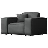 GARTENSESSEL Lorento Outdoor Polster-Loungesessel, Dunkelgrau Kunstleder 121/73/92 cm - Dunkelgrau, Textil (121/73/92cm) - WFL GROUP