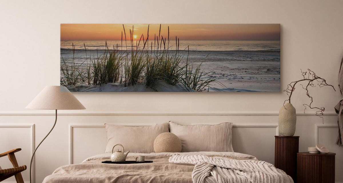 PANORAMABILD Strand Meer Landschaft 3D 145/45 cm - Beige/Orange, Textil (145/45cm) - Muralo