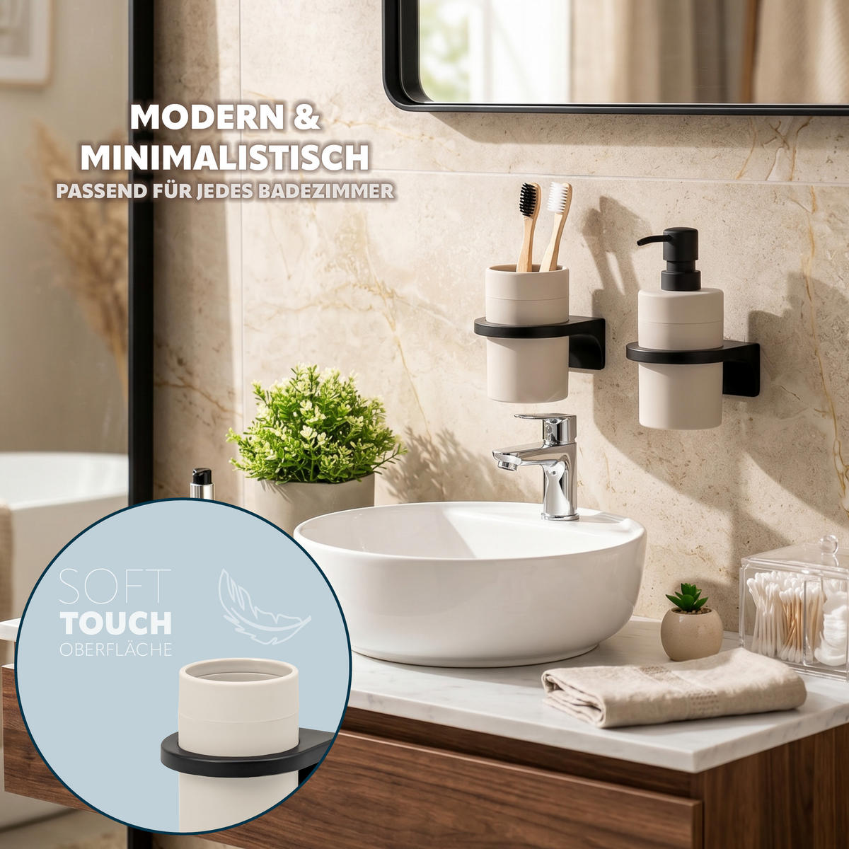 ZAHNPUTZBECHER SAVONA Softtouch, beige, rund - Beige, Kunststoff (9/11/9.5cm) - bremermann
